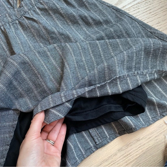 Very J. Grey Striped Dress, 100% Cotton, Mini, Cutouts, Women's US L - Picture 9 of 13